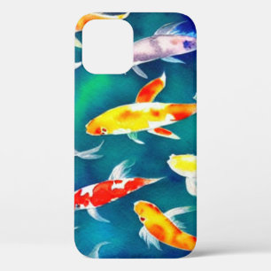 Colorful Watercolor Koi Fish in Pond iPhone 12 Case