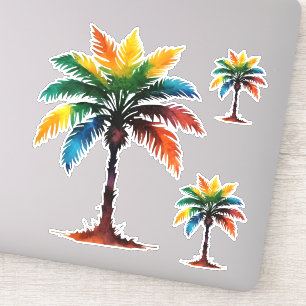 Colorful Watercolor Palm Trees