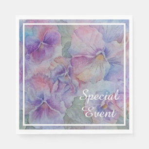 Colorful Watercolor Pansies Party Napkin