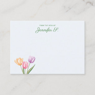 Colorful Watercolor Tulip Bouquet With Custom Text Card