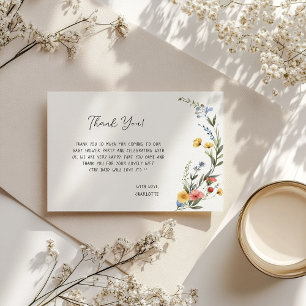 Colorful Watercolor Wildflower Baby Girl Shower Thank You Card