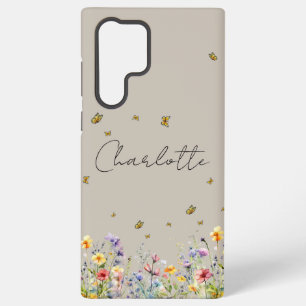 Colorful Watercolor Wildflower & Butterfly Samsung Galaxy Case