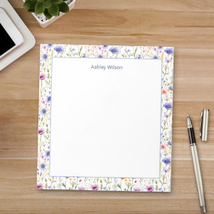 Colorful Watercolor Wildflower Floral Notepad