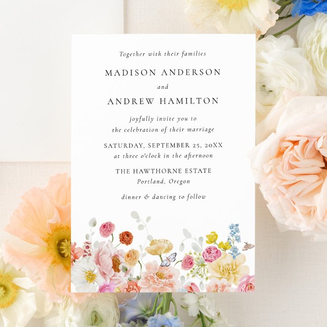Colorful Watercolor Wildflower Wedding Invitation (Créateur téléchargé)