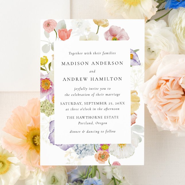 Colorful Watercolor Wildflower Wedding Invitation (Créateur téléchargé)