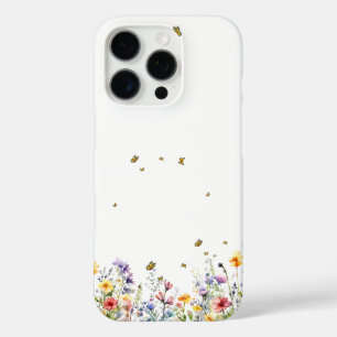Colorful Watercolor Wildflower with Butterfly iPhone 16 Pro Case