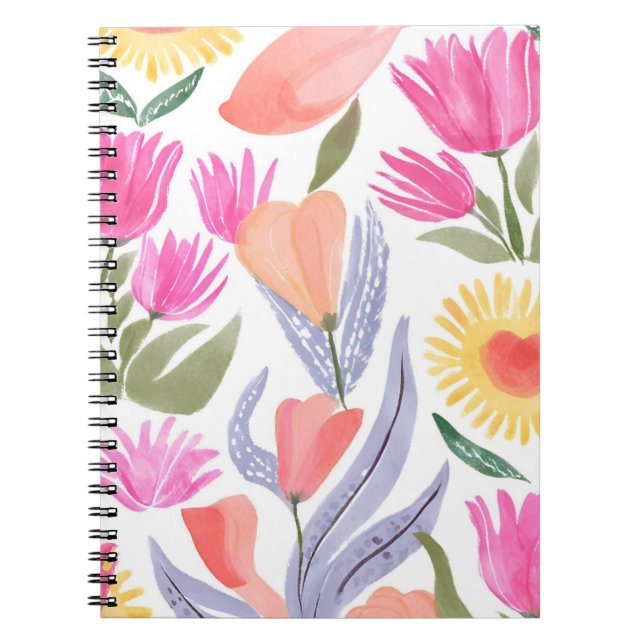Colorful Watercolor Wildflowers | Hand Painted Notebook (Front)