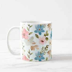 Colorful Watercolor Wildflowers Pattern Coffee Mug
