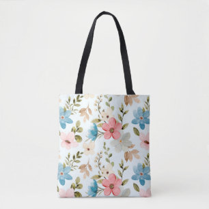 Colorful Watercolor Wildflowers Pattern Tote Bag