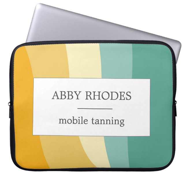 Colorful wave lines personalized laptop sleeve (Front)