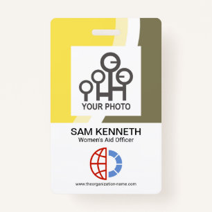 Colorful Waves Company Employee Photo Template ID Badge