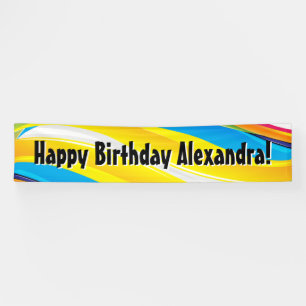 Colorful Waves Personalized Birthday Party Banner