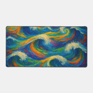 Colorful Waves Texture Painting Desk Mat