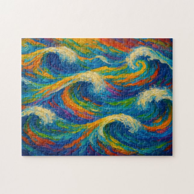 Colorful Waves Texture Painting Jigsaw Puzzle (Horizontal)