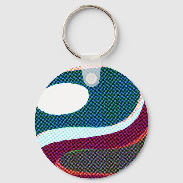 Colorful Wavy Abstract 612 Keychain (Front)