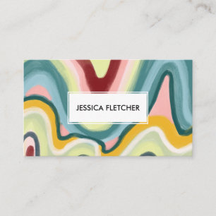 Colorful Wavy Stripes Minimalist Cool Business Card