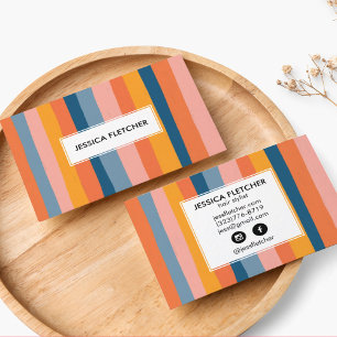 Colorful Wavy Stripes Minimalist Cool Business Card