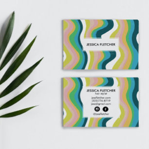 Colorful Wavy Stripes Minimalist Cool Business Card