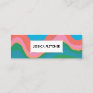 Colorful Wavy Stripes Minimalist Cool Mini Business Card
