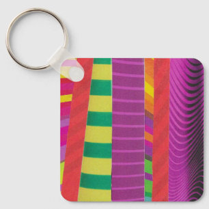colorful wavy stripes - square keychain