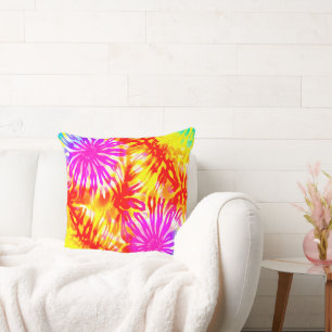 COLORFUL WEB INSPIRED DESIGN TIE-DYE THROW PILLOW