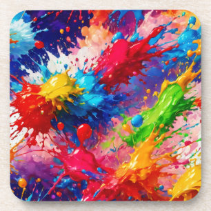 Colorful Wet Paint Splash Design Coaster