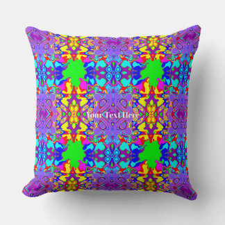 Colorful Whimsical Boho Abstract Shapes Pattern Throw Pillow