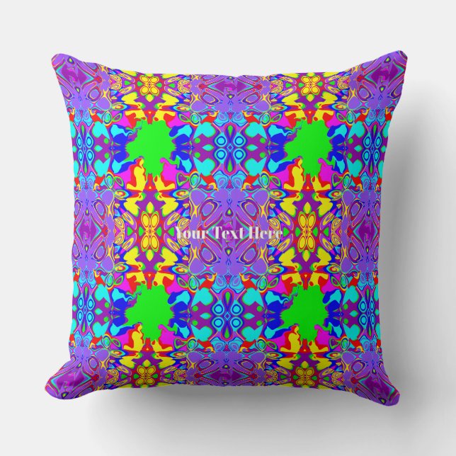 Colorful Whimsical Boho Abstract Shapes Pattern Throw Pillow (Front)