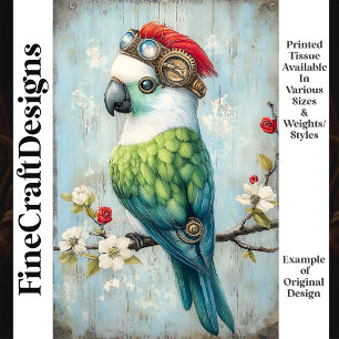 Colorful Whimsical Punk Bird Parrot J9L Decoupage Tissue Paper