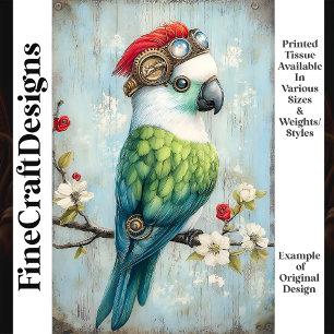 Colorful Whimsical Punk Bird Parrot J9R Decoupage Tissue Paper