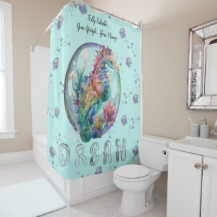 Colorful Whimsical Sea Horse Shower Curtain