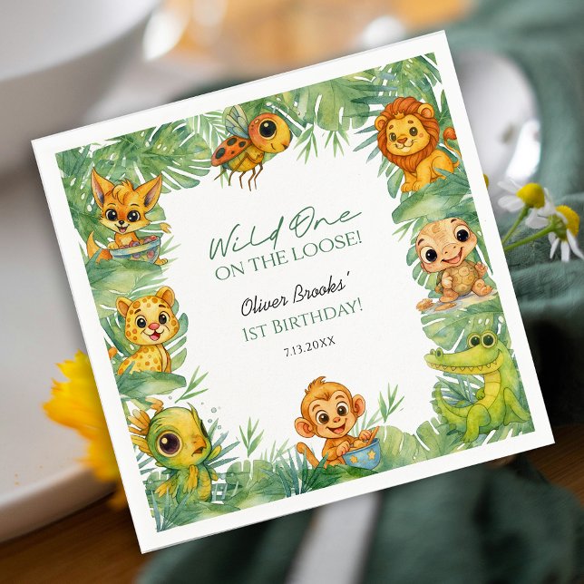 Colorful Wild One 1st Birthday Party Paper Napkins (Colorful Wild One 1st Birthday Party Paper Napkins)