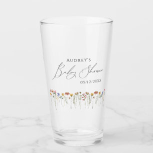 Colorful Wildflower Baby Shower Glass
