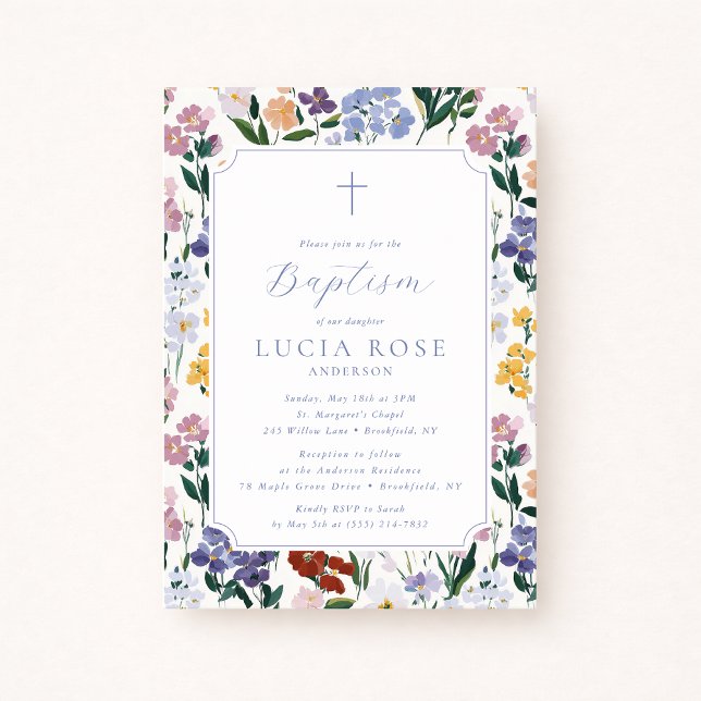Colorful Wildflower Baptism Invitation for Girl (Creator Uploaded)
