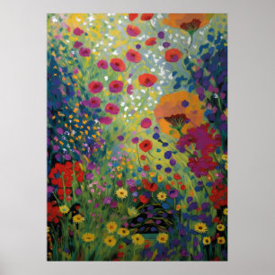 Colorful Wildflower Field Art Vibrant Floral Paint Poster