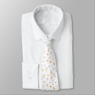 Colorful Wildflower Floral Wedding Groomsmen Gift Tie
