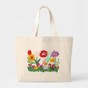 Colorful Wildflower Garden on Jumbo Large Tote Bag