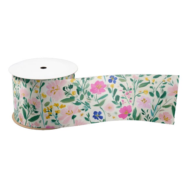 Colorful Wildflower Garden Satin Ribbon (Spool)