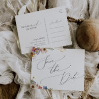 Colorful Wildflower Garden Save The Date Postcard