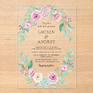 Colorful Wildflower Garden Wedding Acrylic Invitations