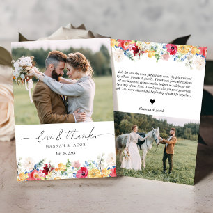 Colorful Wildflower Love and Thanks Wedding Thank You Card