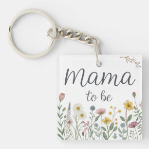 Colorful Wildflower Mama To Be Floral Baby Shower Keychain