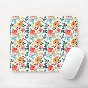 Colorful Wildflower Mixed Floral Pattern Mouse Pad