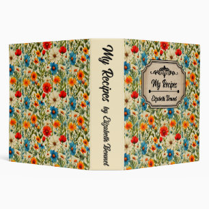 Colorful Wildflower Pattern Style Recipe Binder