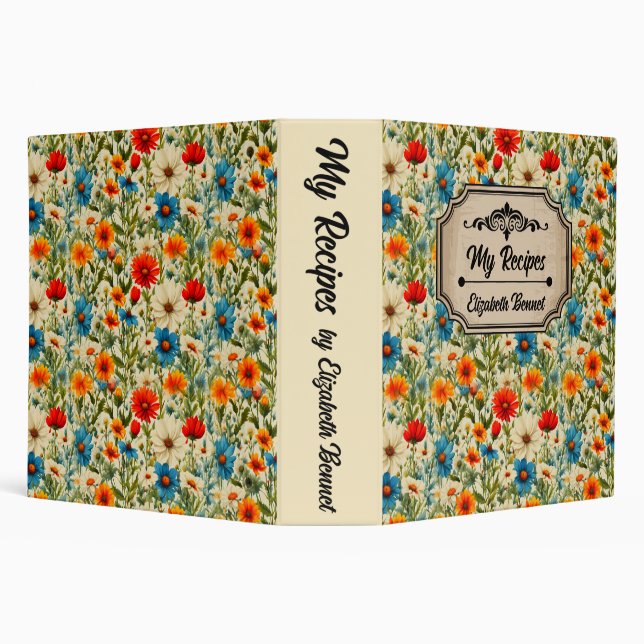 Colorful Wildflower Pattern Style Recipe Binder (Background)