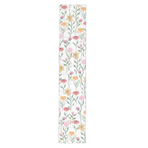 Colorful Wildflower Watercolor Design Medium Table Runner
