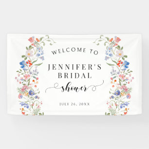 Colorful Wildflower Wreath Bridal Shower Welcome Banner
