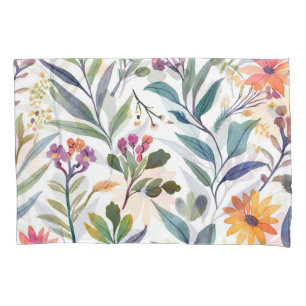 Colorful Wildflowers Beautiful Floral Watercolor Pillowcase