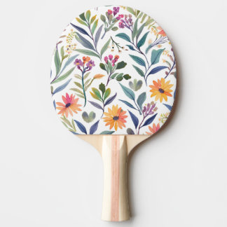 Colorful Wildflowers | Beautiful Floral Watercolor Ping Pong Paddle