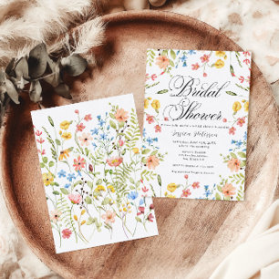 Colorful Wildflowers Rustic Garden Bridal Shower  Invitation